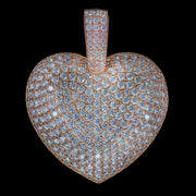 Iced Heart Pendant in Rose Gold
