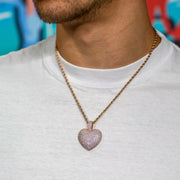 Iced Heart Pendant in Rose Gold