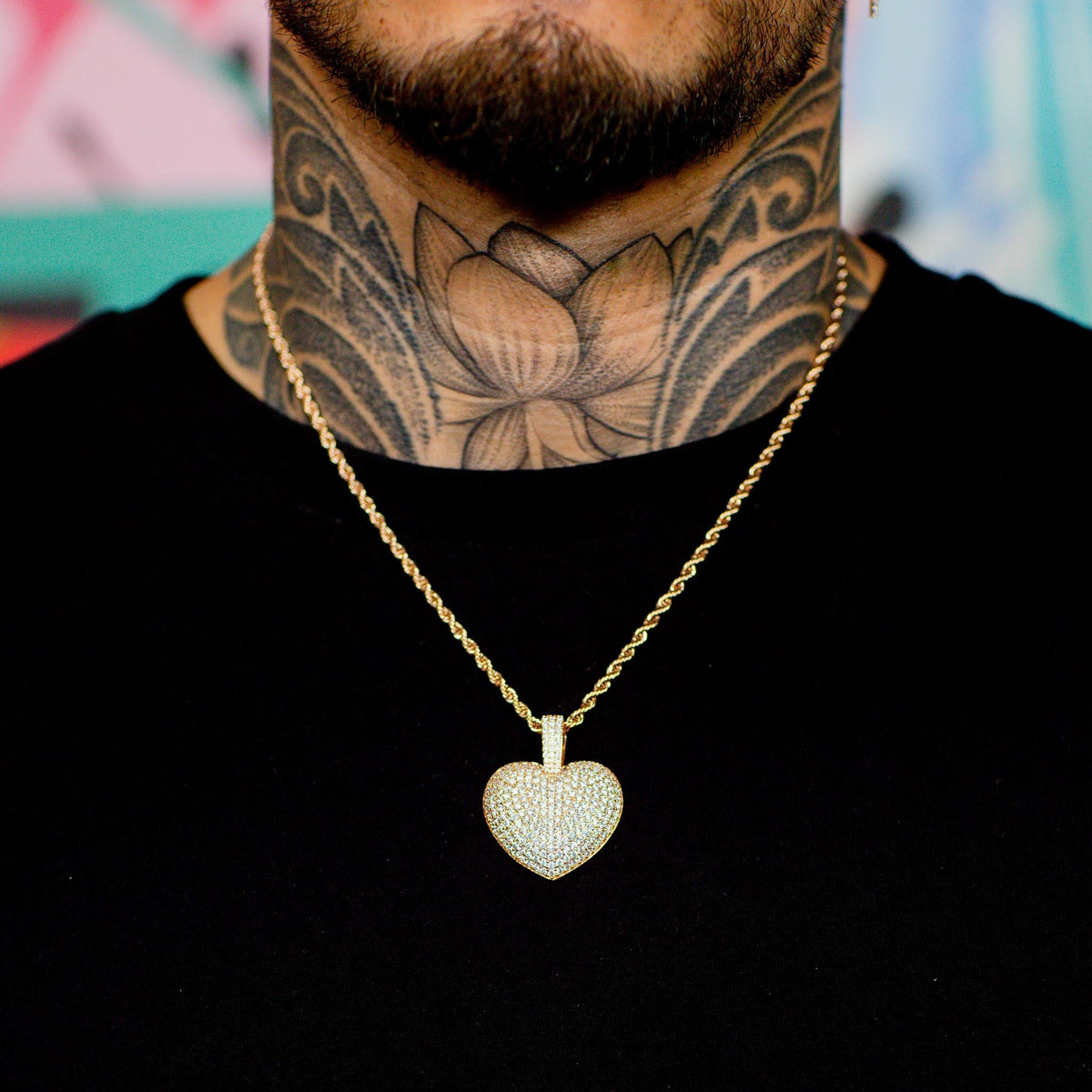 Iced Heart Pendant in Rose Gold