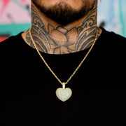 Iced Heart Pendant in Rose Gold