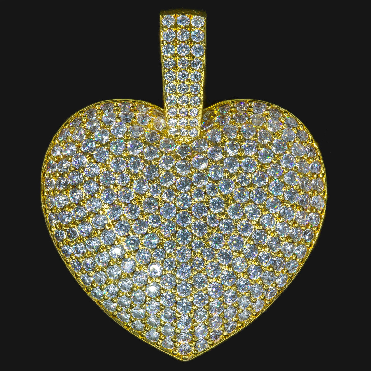 Iced Heart Pendant in Yellow Gold