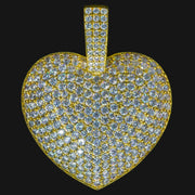 Iced Heart Pendant in Yellow Gold