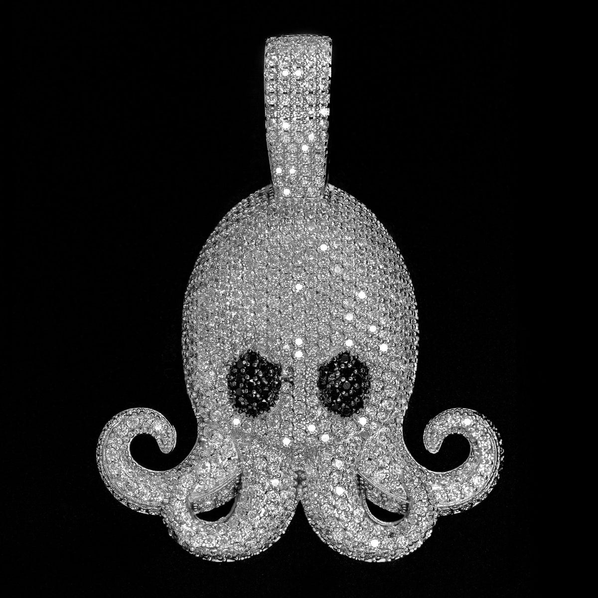 Iced Octopus Pendant in White Gold
