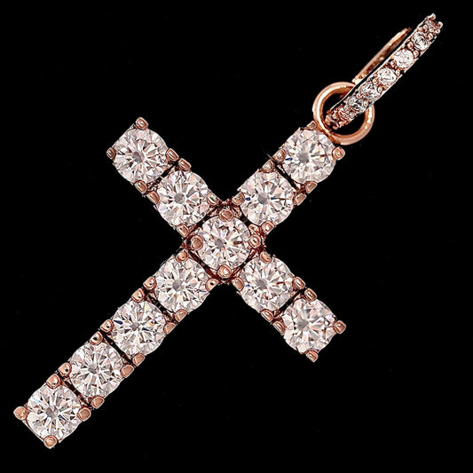Iced Original Cross Pendant in Rose Gold
