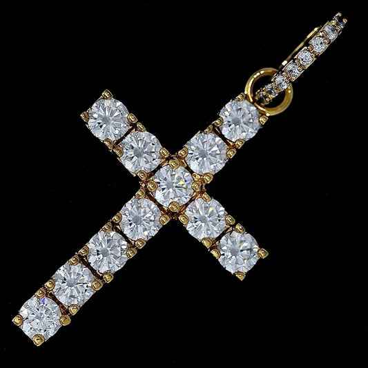 Iced Original Cross Pendant in Yellow Gold
