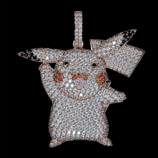 Iced Pikachu Pendant in Rose Gold