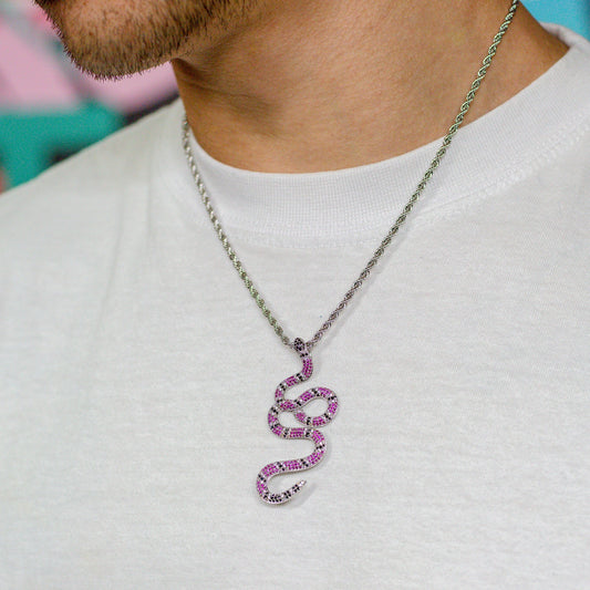 Iced Purple Snake Pendant