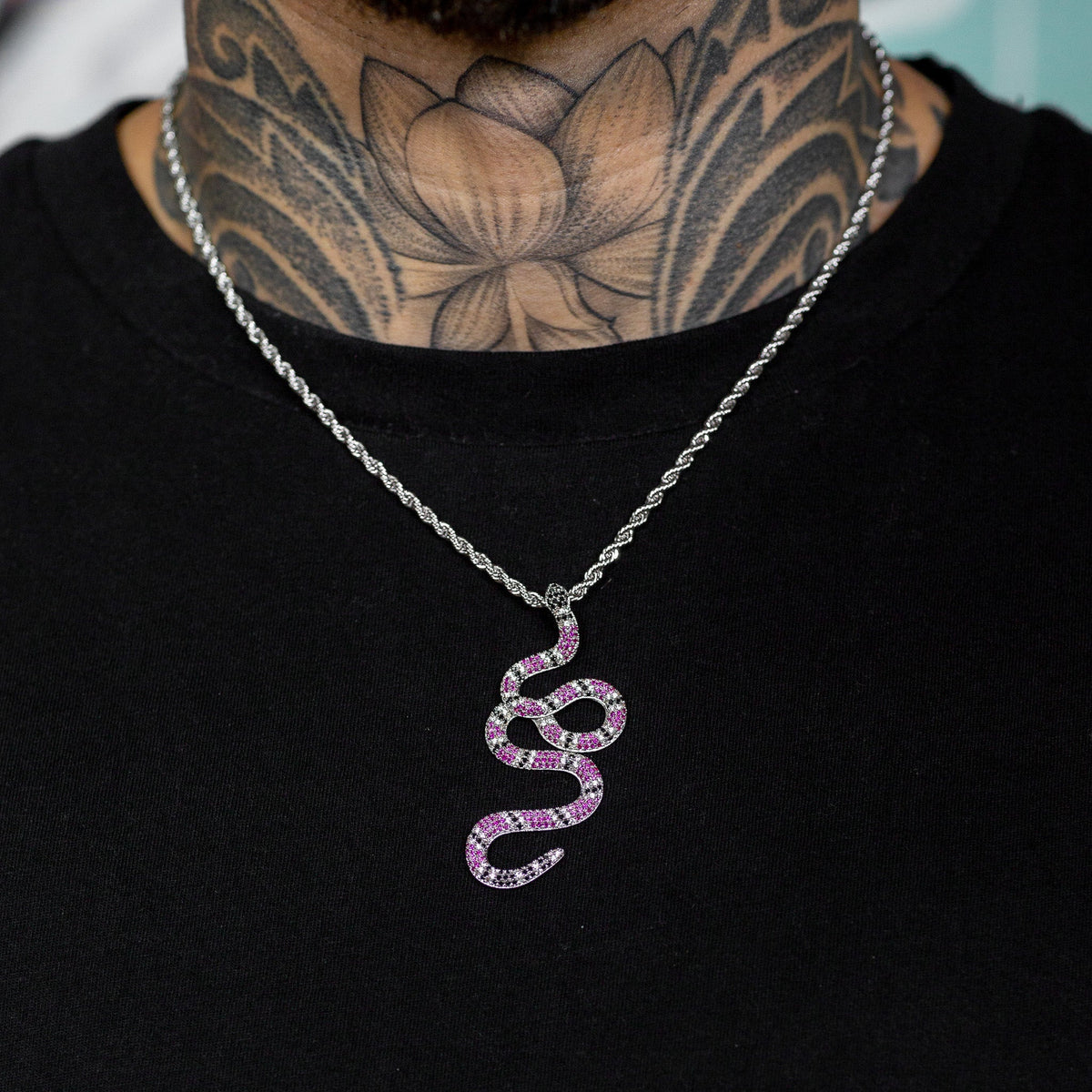 Iced Purple Snake Pendant