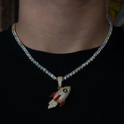 Iced Rocket Pendant in Yellow Gold