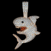 Iced Shark Pendant in Rose Gold
