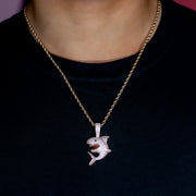 Iced Shark Pendant in Rose Gold