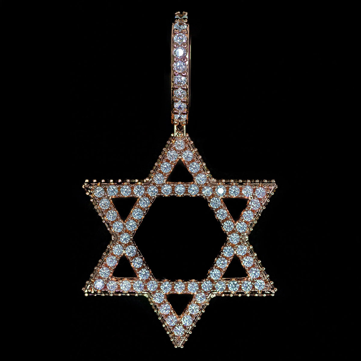 Iced Star of David Pendant in Rose Gold