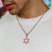 Iced Star of David Pendant in Rose Gold