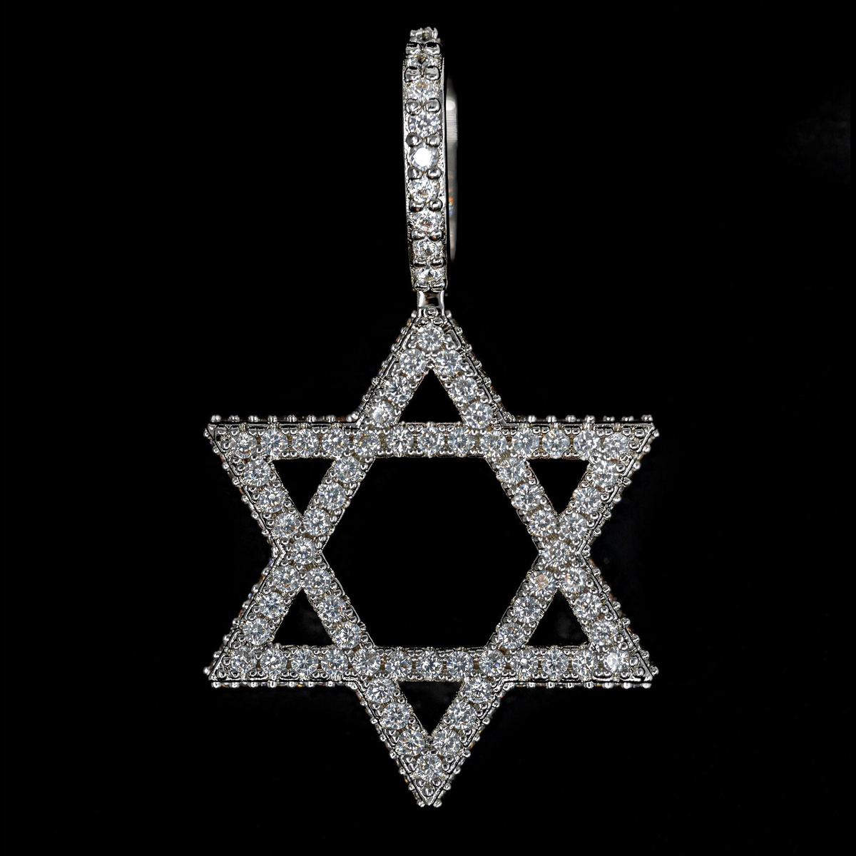 Iced Star of David Pendant in White Gold