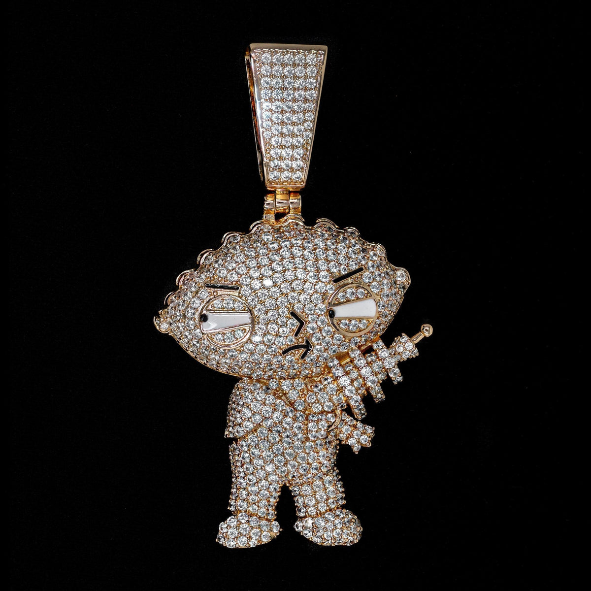 Iced Stewie Pendant in Rose Gold