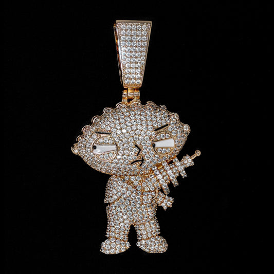 Iced Stewie Pendant in Rose Gold