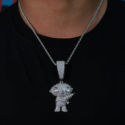 Iced Stewie Pendant in White Gold