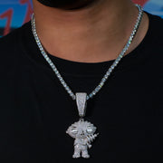 Iced Stewie Pendant in White Gold