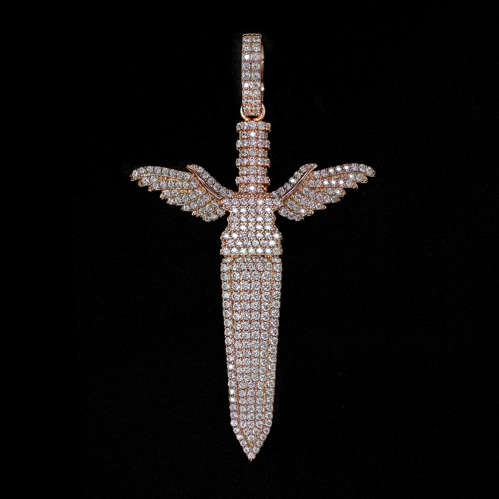 Iced Sword Pendant in Rose Gold