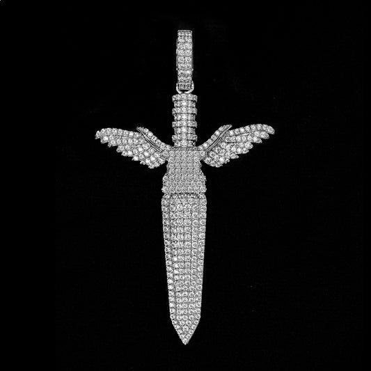 Iced Sword Pendant in White Gold