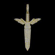 Iced Sword Pendant in Yellow Gold