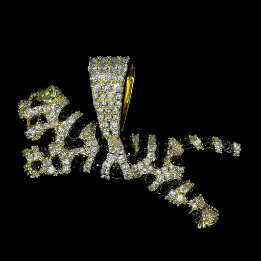 Iced Tiger Pendant in Yellow Gold
