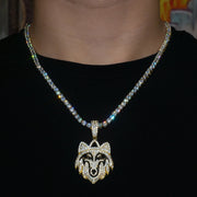Iced Wolf Pendant in Yellow Gold