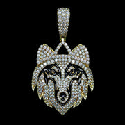 Iced Wolf Pendant in Yellow Gold
