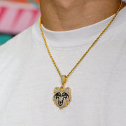 Iced Wolf Pendant in Yellow Gold